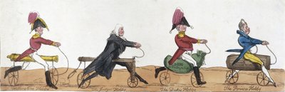 Professional Men Riding Hobby Horses by English School